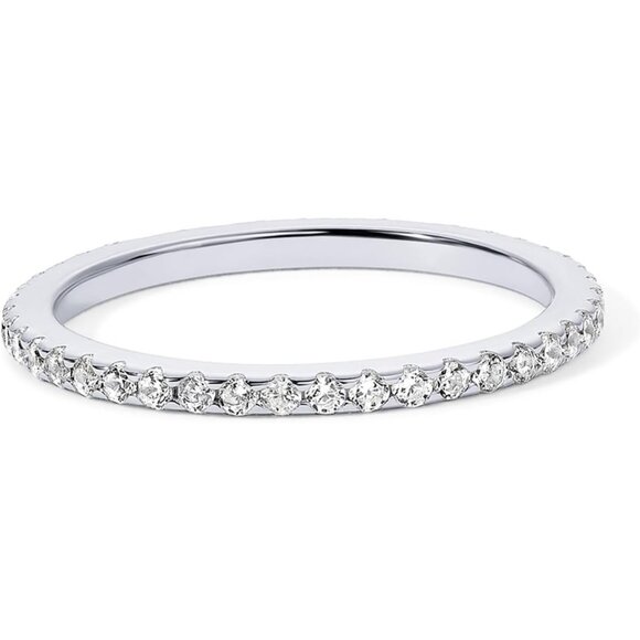 14K Gold Plated Solid 925 Sterling Silver CZ Simulated Diamond Stackable Ring Et - Picture 5 of 7